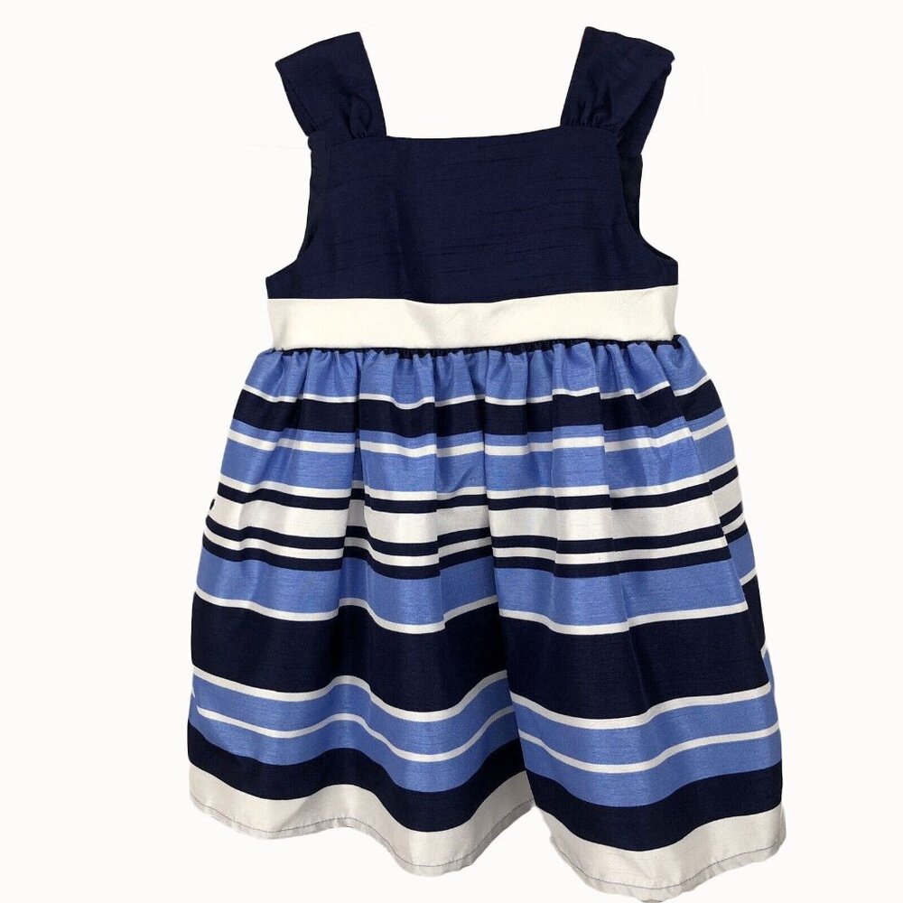 22nd Street  Dress Girls 18 Months Sleeveless Blue White Striped Party Formal